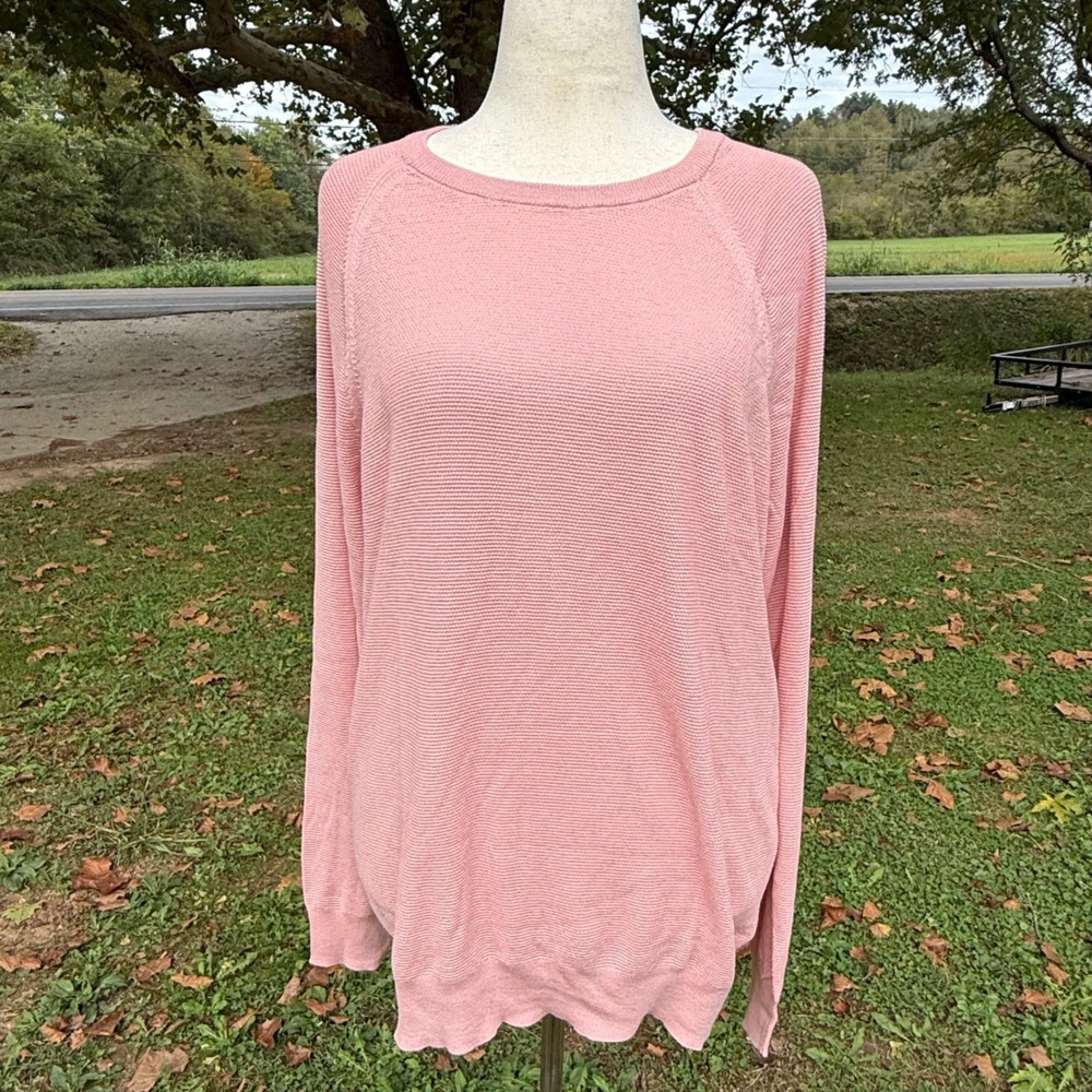 J.Crew Pink Cotton Crewneck Sweater XL Long Sleeve Raglan Knit CD617 NWT Preppy